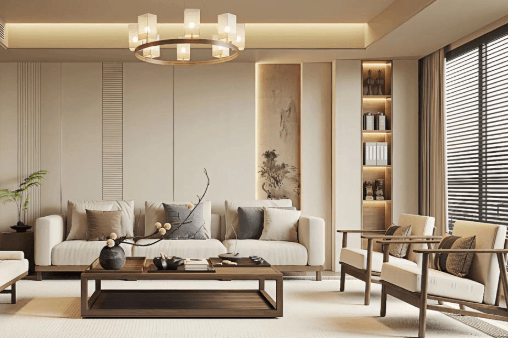 Table lamp and floor lamp in luxury interior